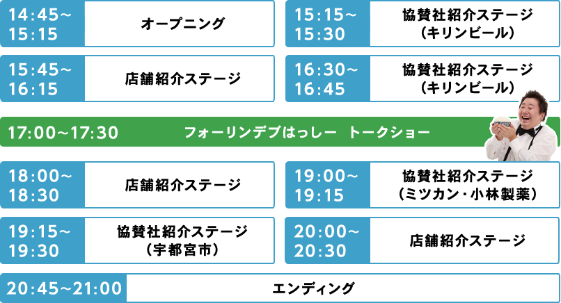 4/21（金）のステージプログラム表